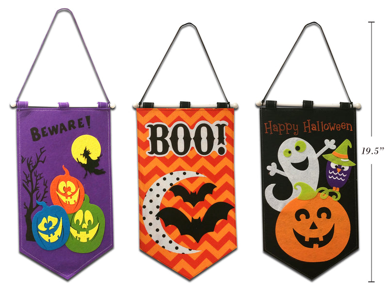 19.5In X 11.5In Hween Felt Banner W-Wooden Hanger. Hangtag.