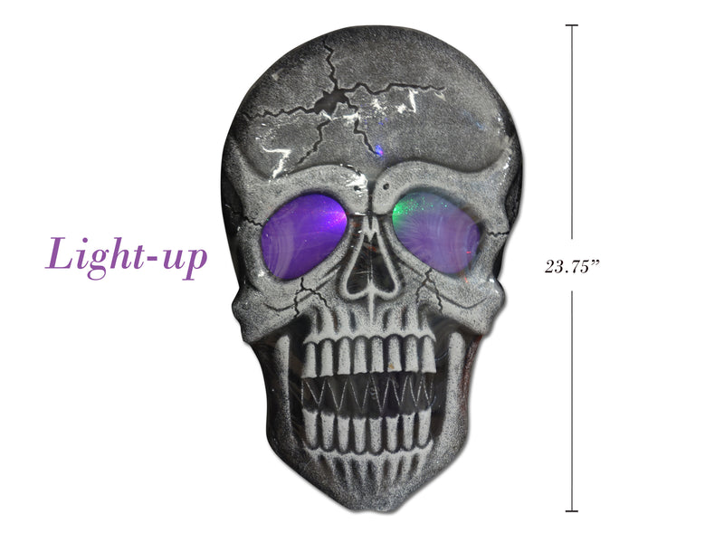 Skull Plaque With Blue LED Light Up Eyes