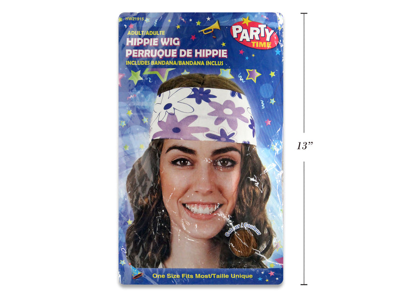 Adult Hippie Wig W-Bandana. Polybag W-Insert.