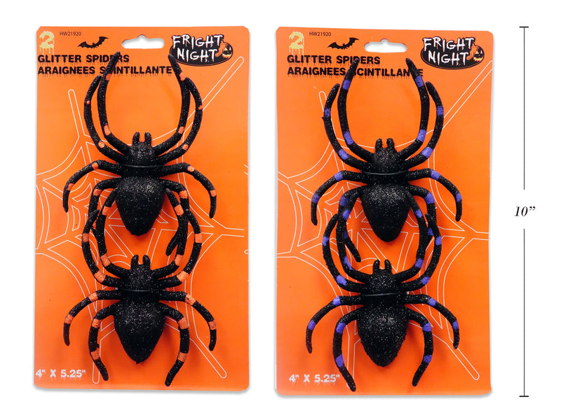 2Pk 4In X 5.25In Hween Glitter Spider. 2 Asst.Colours. T.O.C.