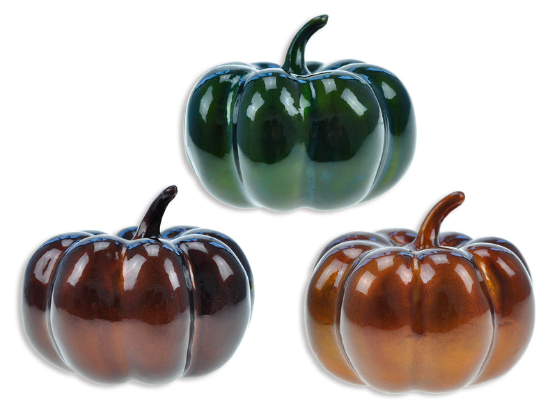 3.75In (D) Glazed Foam Pumpkin. 3 Asst.: Copper - Burgundy - Green. Cht.