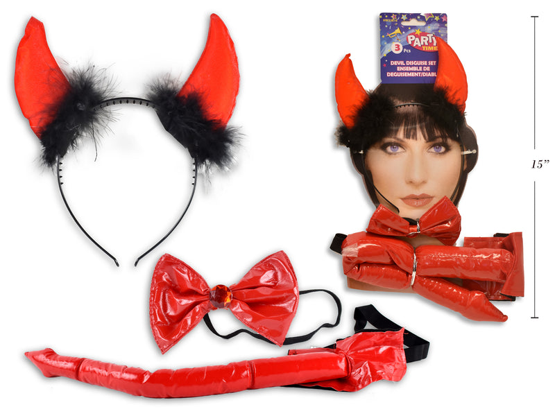 Sexy Devil Pu Costume Set 3 Pack