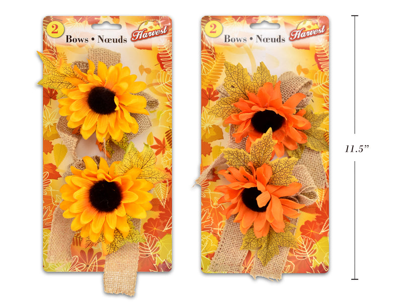 Sunflower With Bow Decor 2 Pack