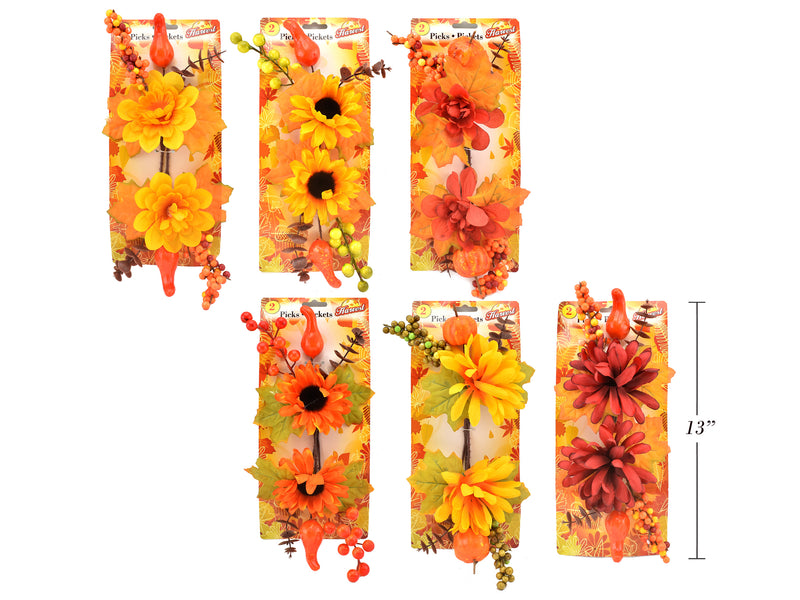 Autumn Flower Decor Pick 2 Pack