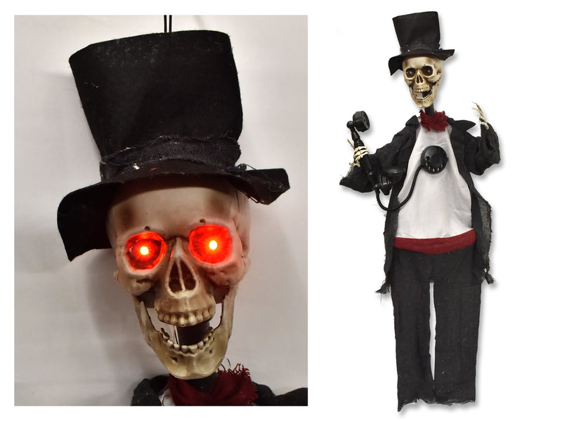 43.5In B/O Led Sound Activated Light-Up Talking Phone Booth Skeleton. Try-Me. Cht.