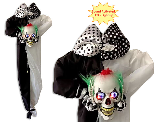 53in B/O 2-LED Sound Activated Talking Headless Clown Skeleton w/Lights & Sound. Try-Me. Cht.