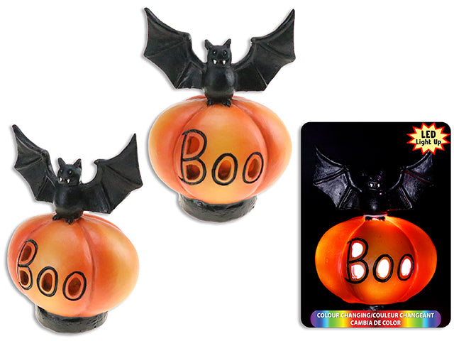 Halloween Battery Operated Led Polyresin Pumpkin Tabletop Decoration