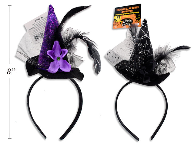 Halloween Foil Spider Web Witch Hat Headband