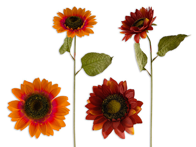 Harvest Single Stem Sunflower Branch With 2 Leaves