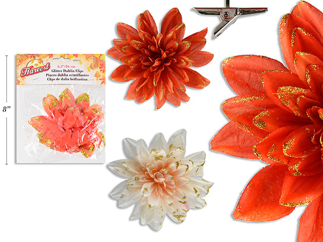 Harvest Glitter Dahlia Clips