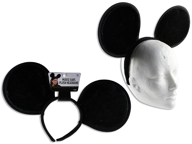 Halloween Black Mouse Ears Plush Headband