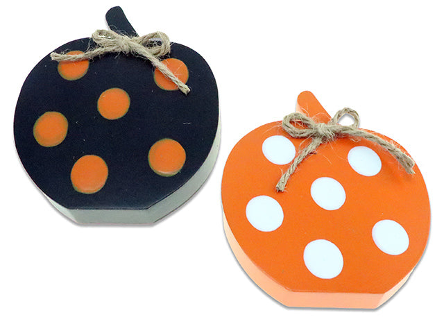 Halloween Polka Dots Pumpkin Tabletop Decor With A Jute Ribbon