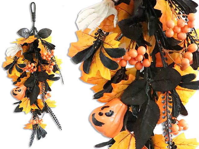 Halloween Skeleton Hands With A Jack O Lantern Floral Teardrop Decor