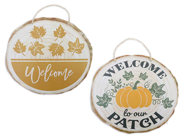 Harvest Wooden Log Welcome Sign