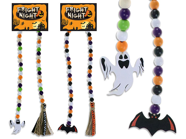 Halloween Wooden Beads Decoration With A Die Cut Jute Tassel