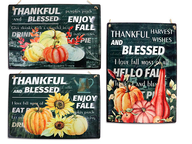 Harvest Embossed Metal Pumpkin Old Fashion Sign