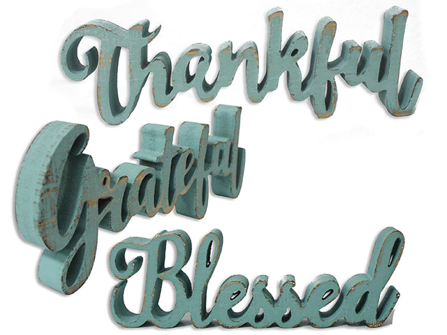 11-7/8in x 4in 3-D Die-Cut Wooden Tabletop Decoration. 3 Asst. Cht.