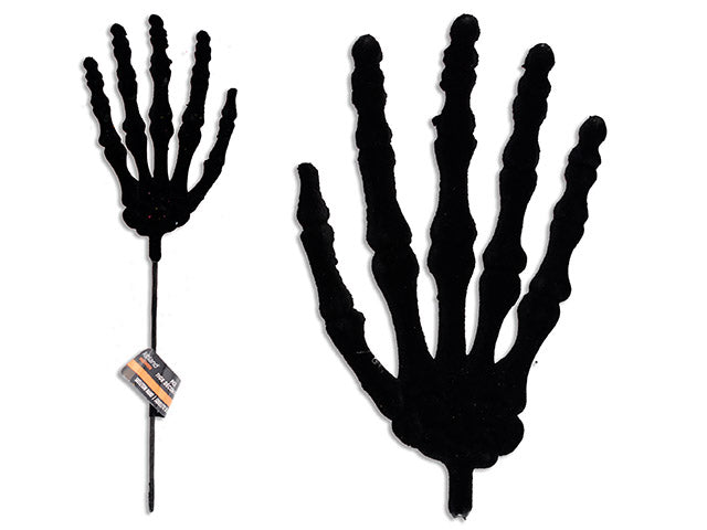 11in Hween Flocked Skeleton Hand Pick. Cht. 36/Dsp.