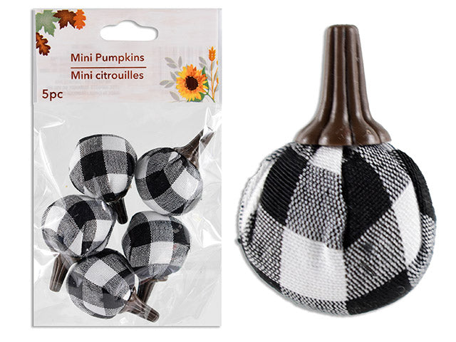 5pk 1.73in(H) x 1.22in(D) Buffalo Plaid Pumpkin. pbh.