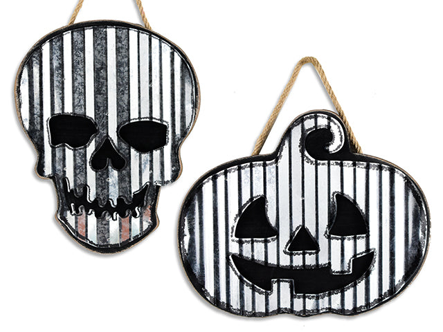 11.6in(L) Hween Die-Cut MDF Hanging Plaque w/ Galvanized Washboard. Jute Hanger. Cht.