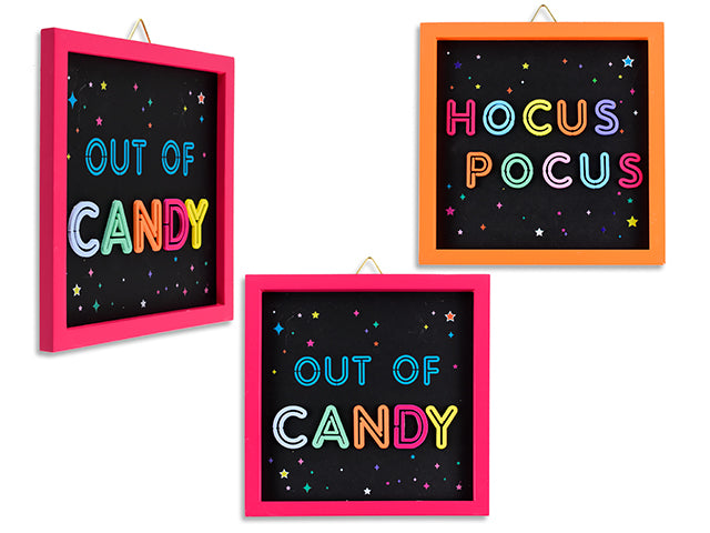 8in Hween Neon Sign MDF Plaque. 2 Asst.Styles. Cht.