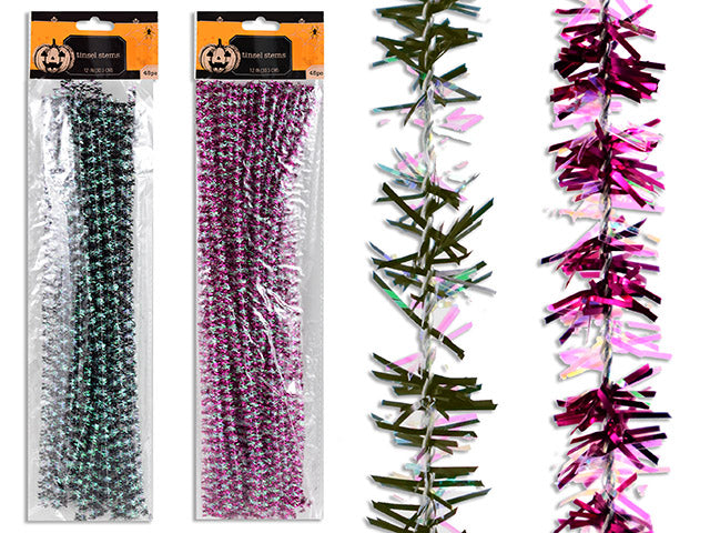 45pcs 12in(L) 2-Tone Tinsel Stem. 2 Asst.Colours. pbh.