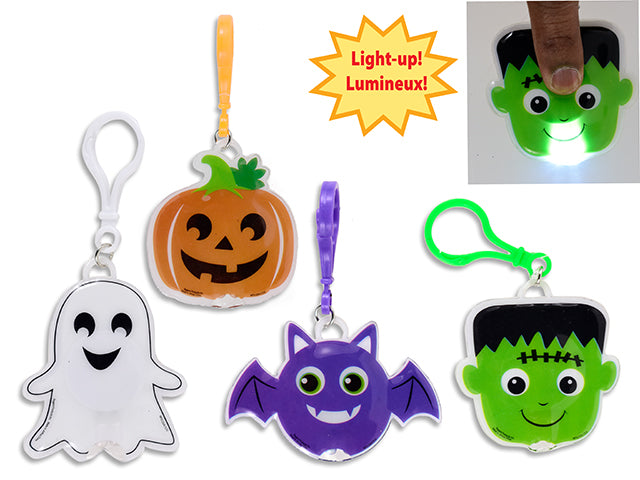 B/O Light-Up Hween PVC Pendant Keyring. 4 Asst.Styles. Cht.