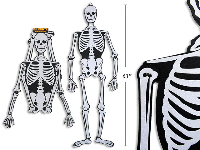 63in(H) x 14in(W) Hween Jumbo 2-Layered Felt Skeleton. J-hook w/cht.