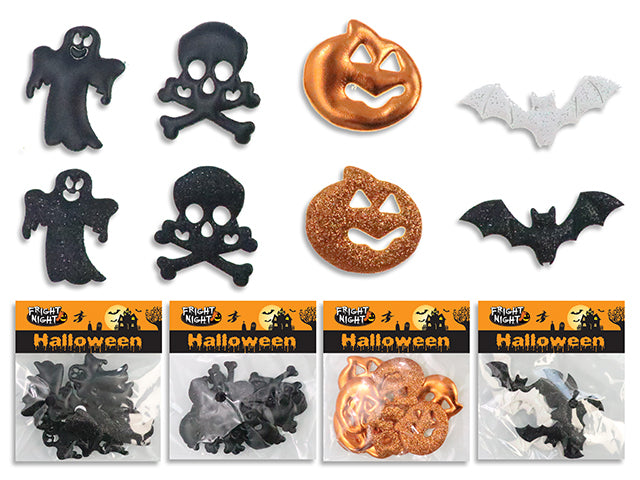 10pk Hween Self Adhesive Glitter Foam Puffy Stickers. 4 Asst.Styles. Pbh.