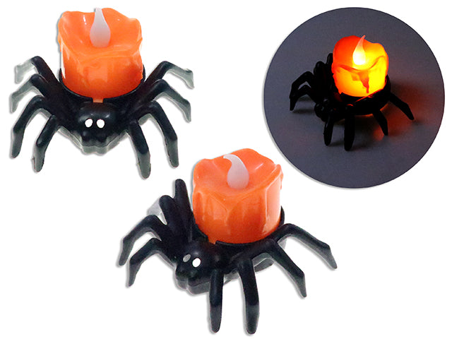 3-3/8in(W) x 1-5/8in(H) B/O LED Spider Votive Candle. Cht. 12/Dsp.