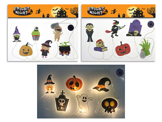 Hween 33.5in B/O 6-LED Printed Gel Cling Stringlights. 3 Asst. pbh.