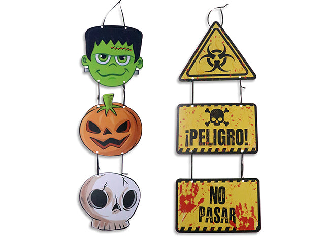 26.25in x 7.75in Hween 3-Sections Hanging Paper Plaque. Satin Hanger. 2 Asst. pbh.