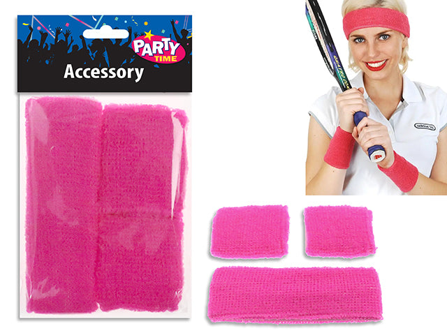 3pcs Adult Sweatbands Set. Incl: Headband + 2pcs Wrist Sweatbands. Pbh.