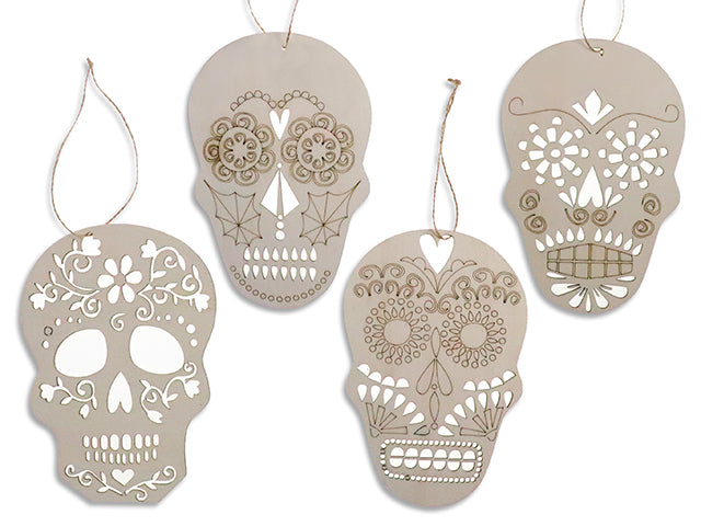 5.8in x 7.8in Hween Decor Your Own Day of the Dead MDF Plaque w/Jute Hanger. 4 Asst.Styles. Cht.