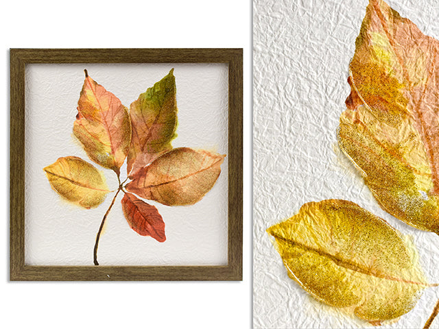 11-7/8in Harvest Maple Leaf Parchment Paper Framed Decor.