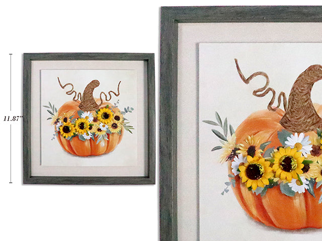 11-7/8in Harvest Hand Crafted 3D Sunflower Framed Canvas.