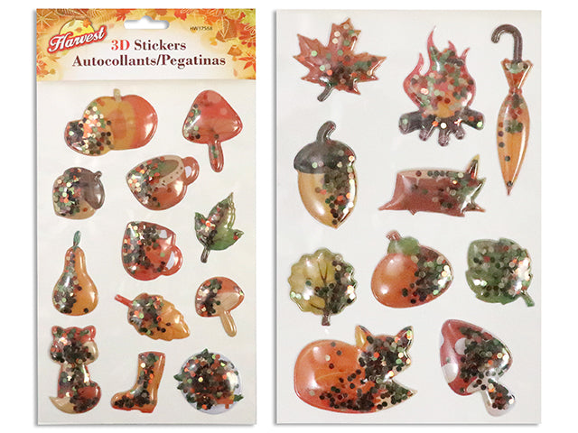 Harvest Confetti Filler 3D Stickers. 2 Asst. Polybag w/Insert.