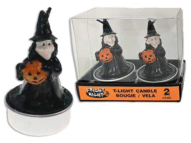 2pk 1.5in(D) Hween Witches T-Light Candle. 2 Asst.Colours. Window Box.