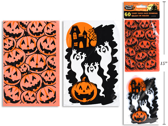 60pk 6in x 4in Hween Candy Bags 2 Asst.Styles, pbh