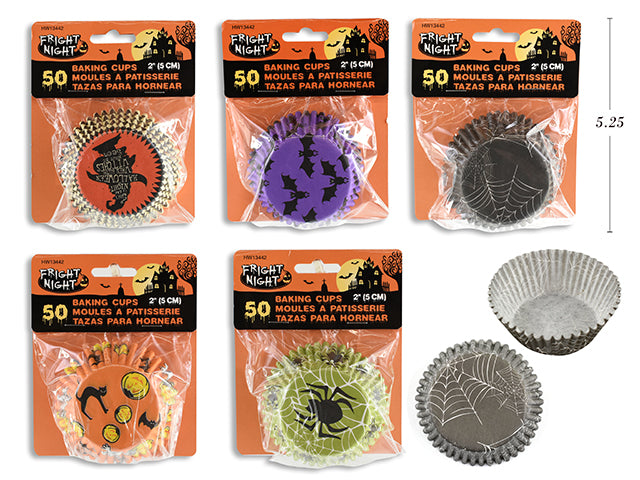 50pk Hween 2in Baking Cups. 7 Asst.Styles. Backer Card.