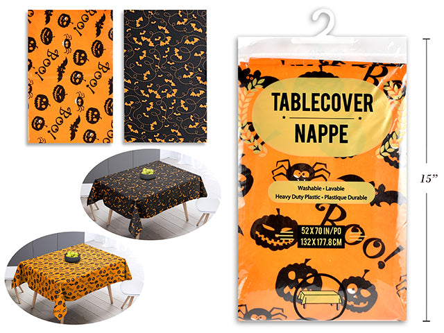 52in x 70in Hween Flannel Back Tablecloth, 2 Asst. Styles. Printed Bag