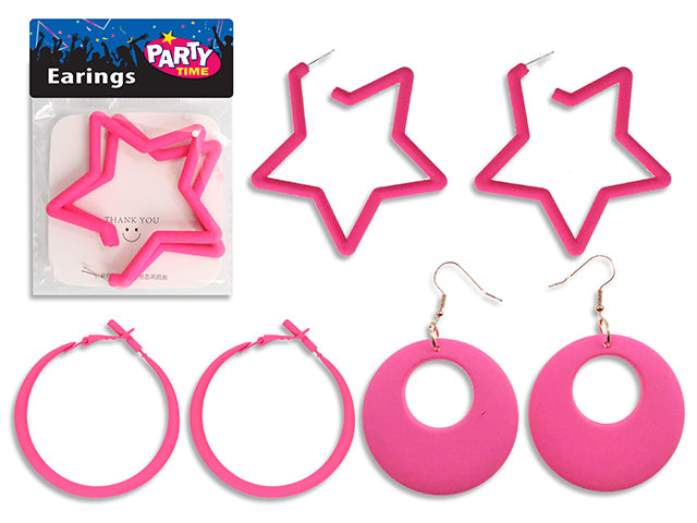 Adult Fashion Doll Pink Earrings. 3 Asst.Styles. Polybag w/Insert.