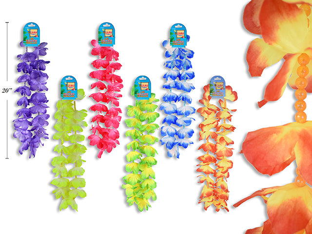 2 Tone Hibiscus Flower Beaded Luau Leis