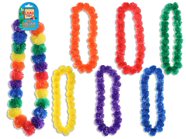 38In Neon Luau Pom Pom Leis. 7 Asst.Colours. H/C.