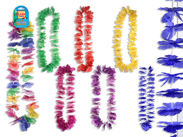 42In Metalic Petal Luau Leis. 7 Asst.Colours. H/C.