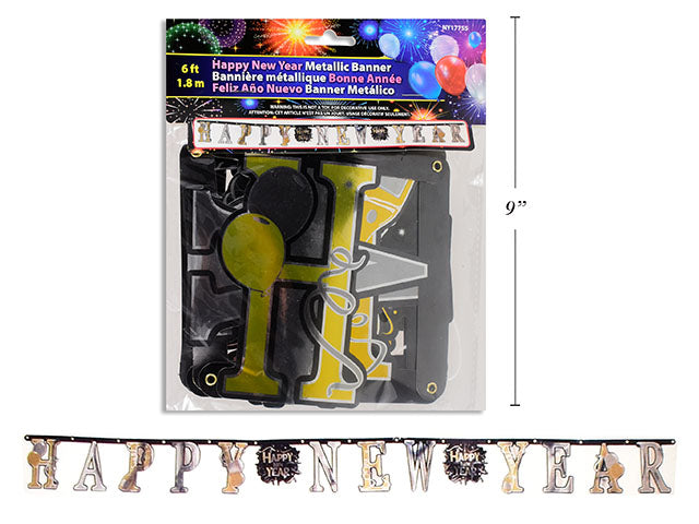 Happy New Year Metallic Jointed Banner