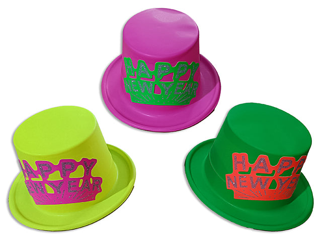 Neon Happy New Year Top Hat