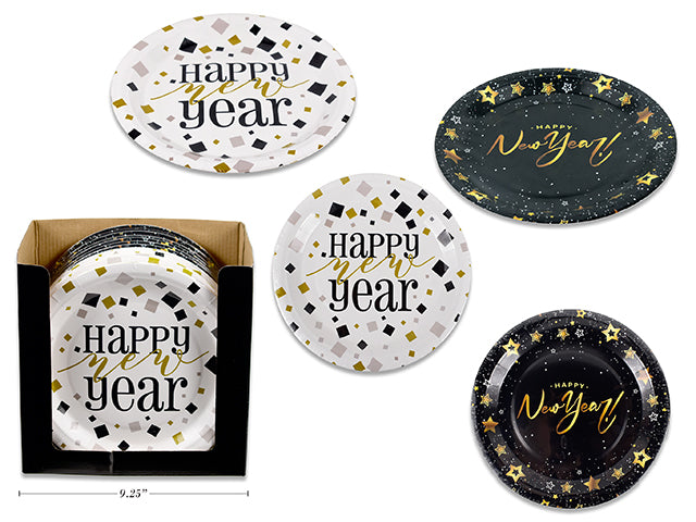 New Year Round Paper Plate