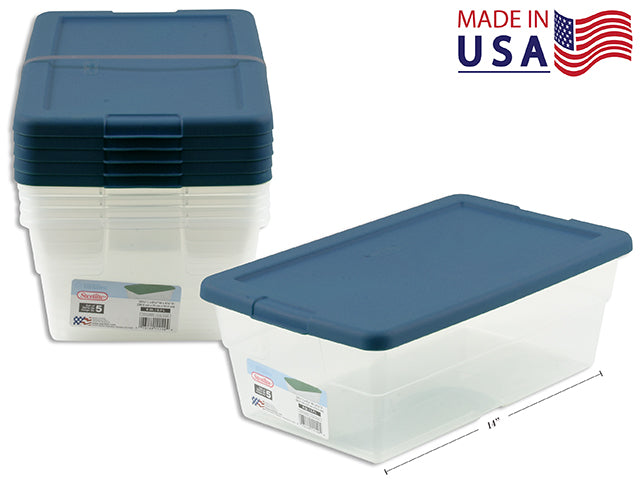 Set of (5) - 5.7L Shoe Box - Clear w/Blue Lid