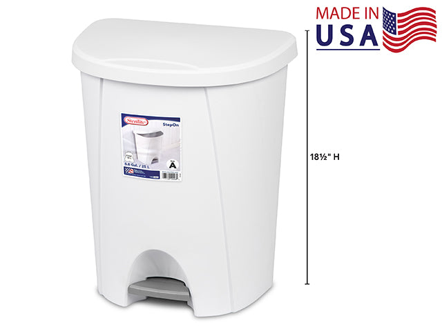 25 L STEP ON WASTEBASKET - WHITE